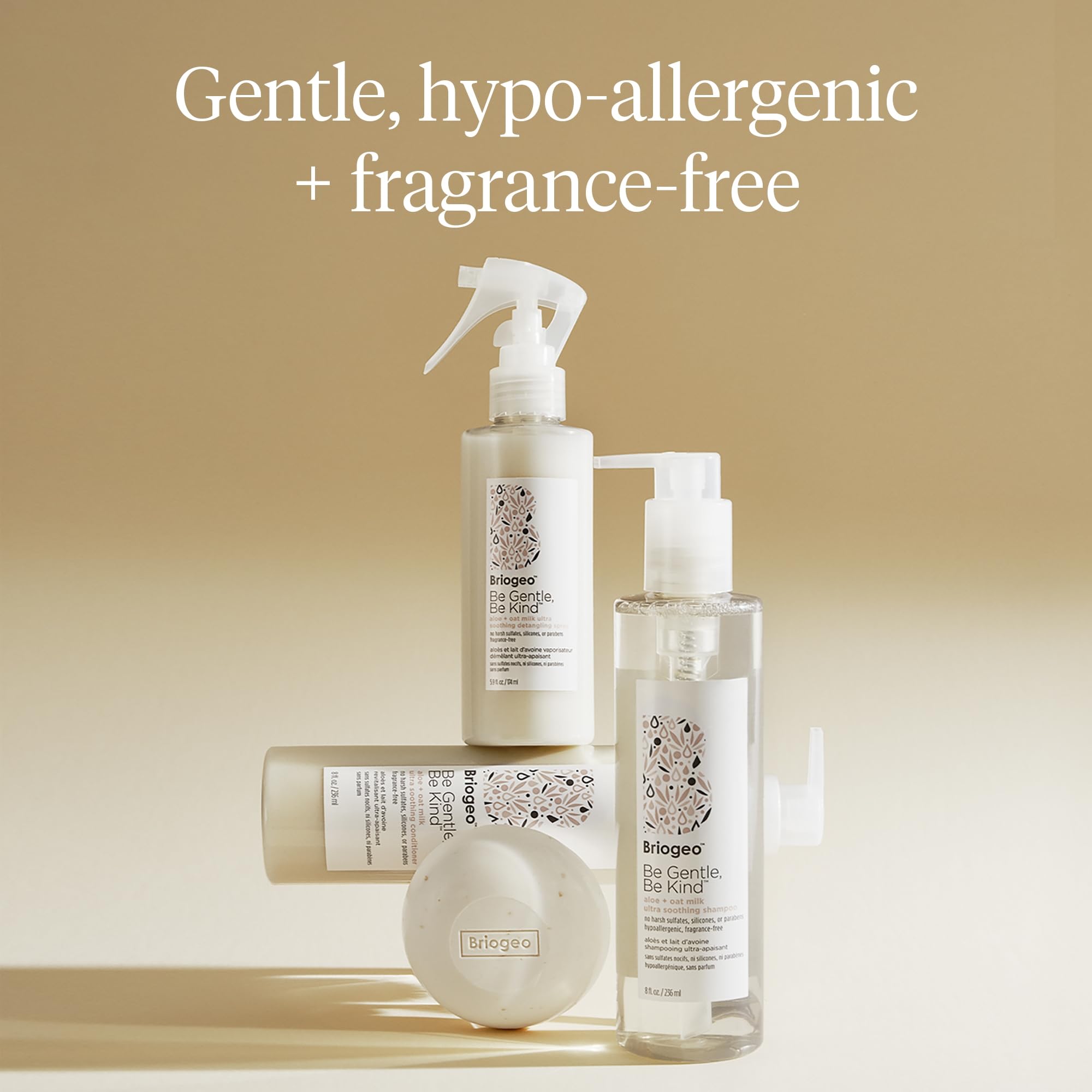 Briogeo Be Gentle, Be Kind Aloe + Oat Milk Ultra Soothing Shampoo, Hypoallergenic and Dermatologist-Approved Shampoo, Fragrance Free, Vegan, Cruelty-Free, 8 fl oz